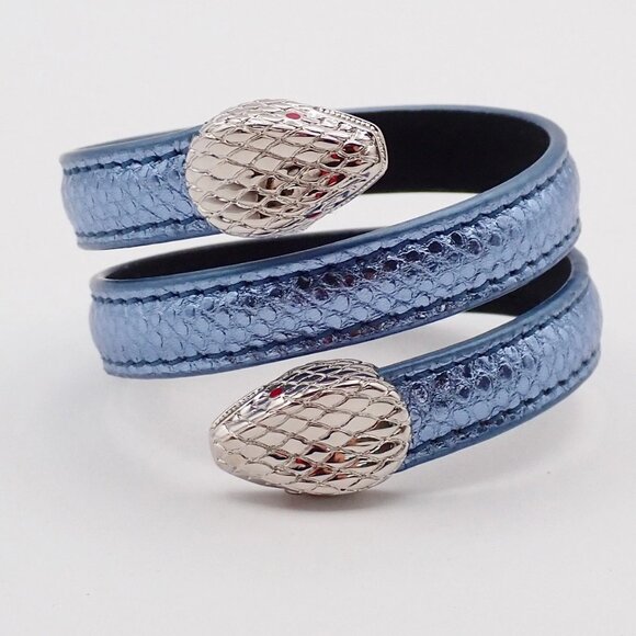 BVLGARI Logo Serpenti Forever Bracelet Blue Silver Italy Accessory 31RL216 - Picture 1 of 15